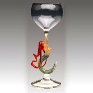 Vintage 1996 Mermaid Goblet Blown Glass Signed by Milon Townsend